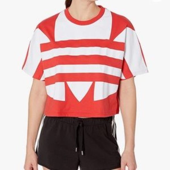 adidas Tops - Adidas trefoil oversized logo cropped SS tee Medium